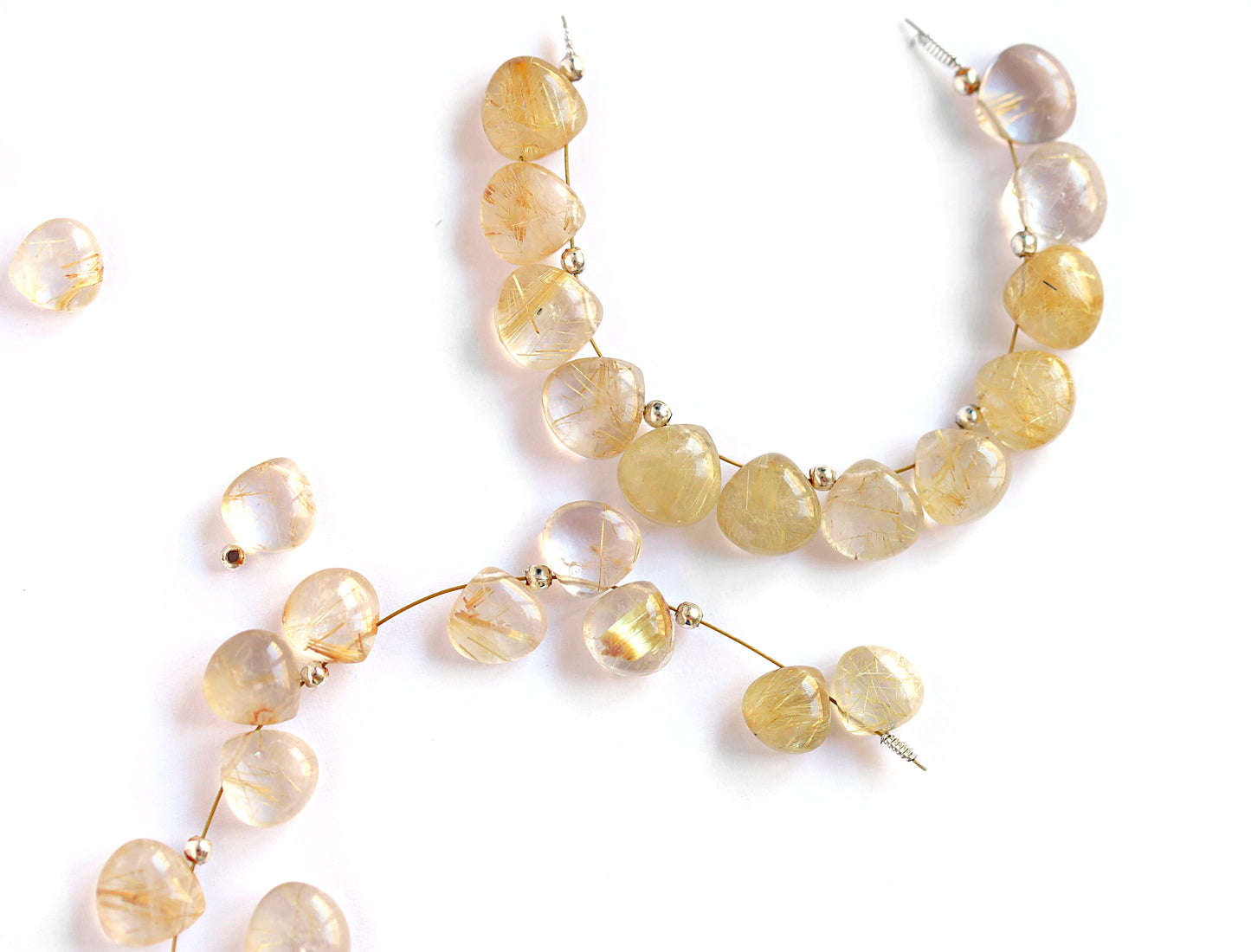 Gold Rutilated Quartz Earrings in 14k Gold