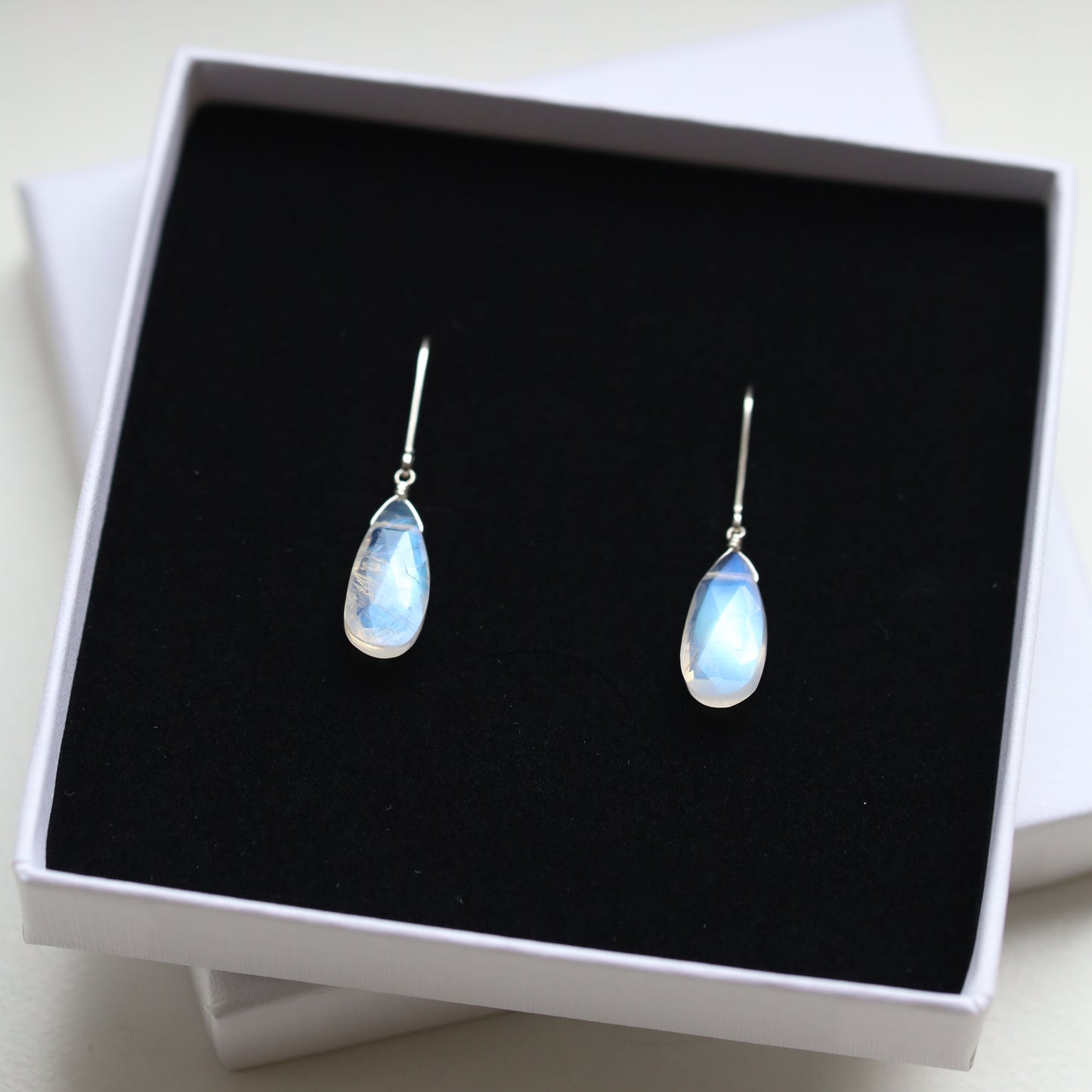 Large Rainbow Moonstone Earrings