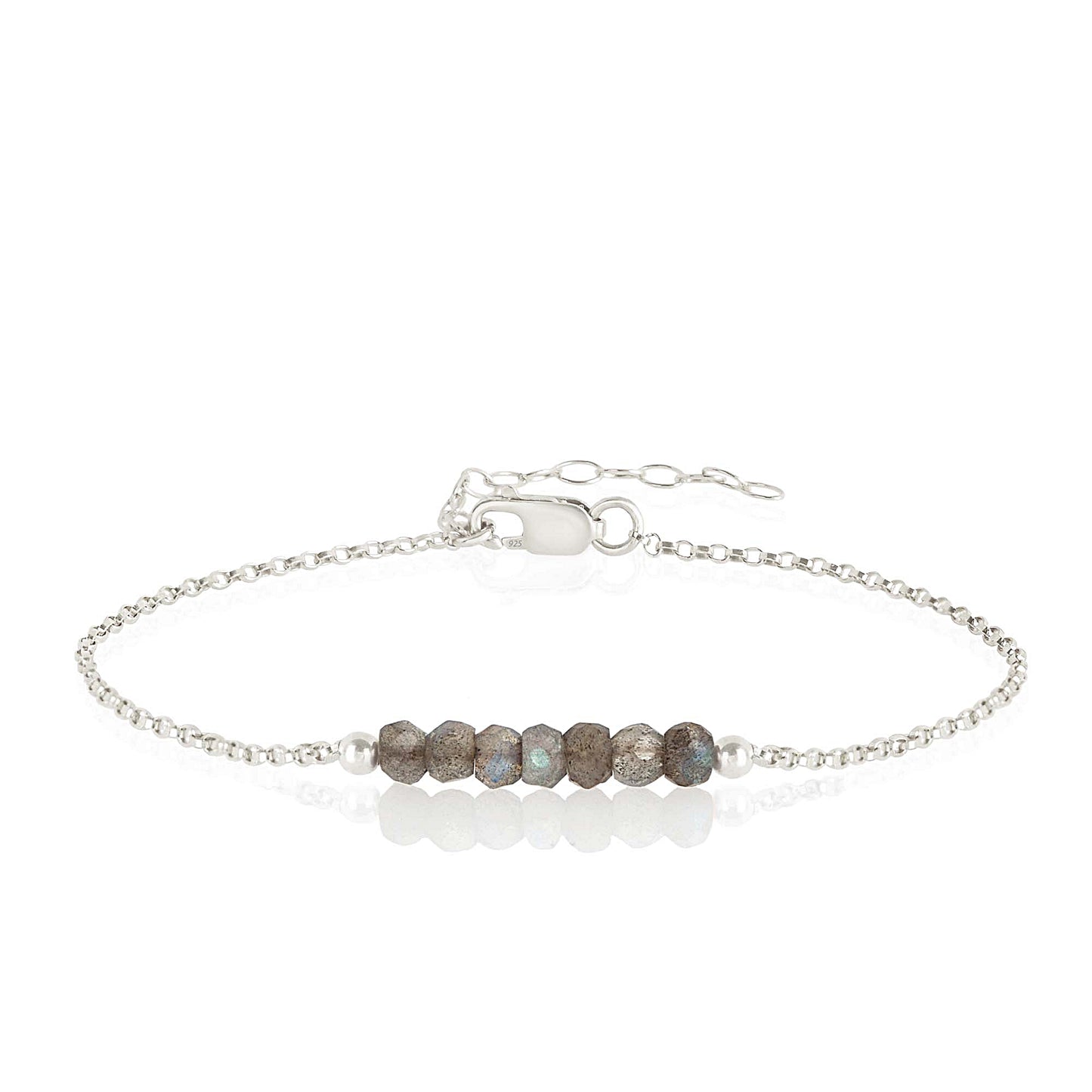 Labradorite Bracelet with initials in Silver - Boutique Baltique