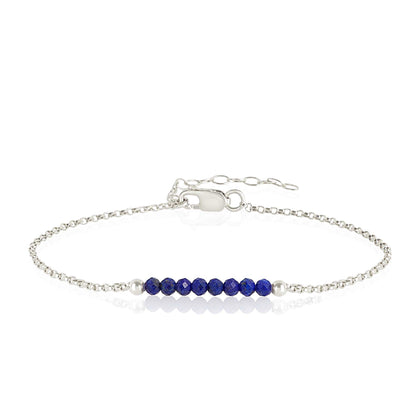 Lapis Lazuli Bracelet with initials in Silver - Boutique Baltique