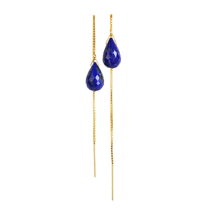 14k Gold Lapis Lazuli Threader Earrings