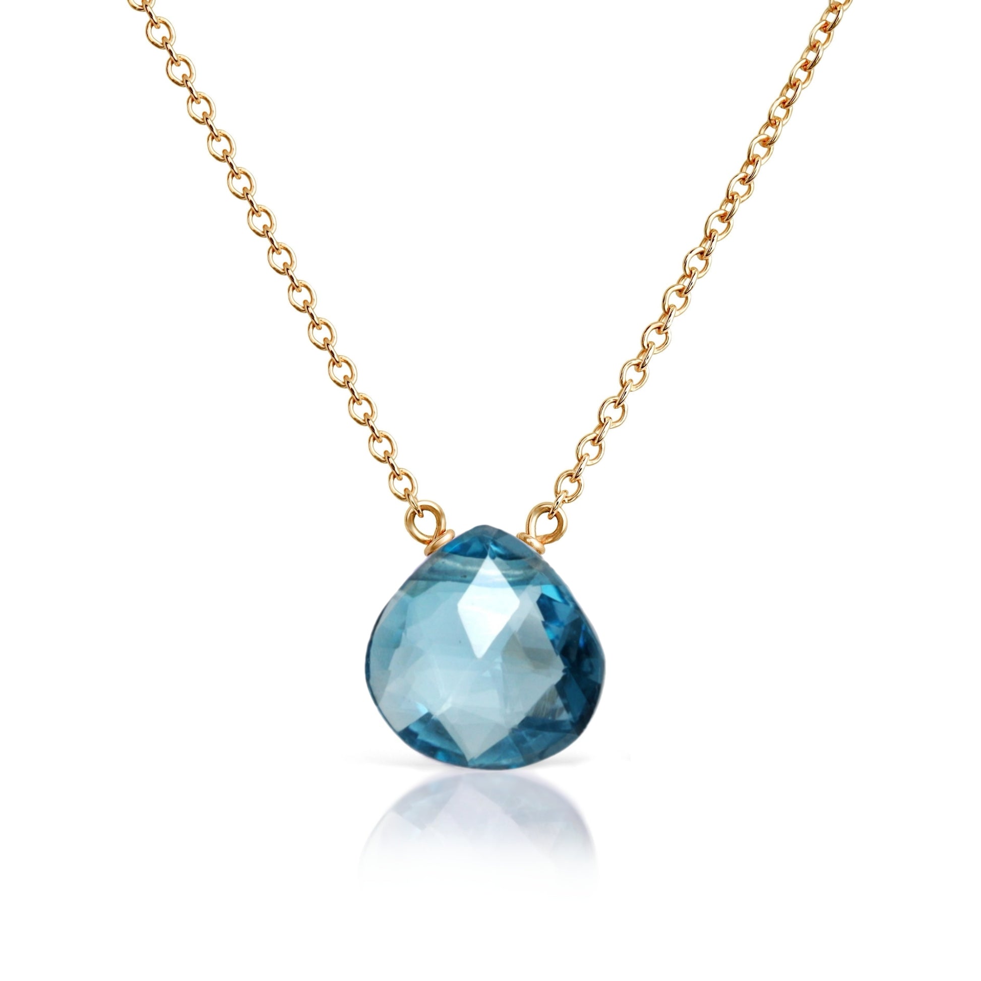 14k Gold London Blue Topaz Necklace