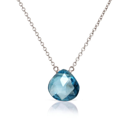 14k White Gold London Blue Topaz Necklace