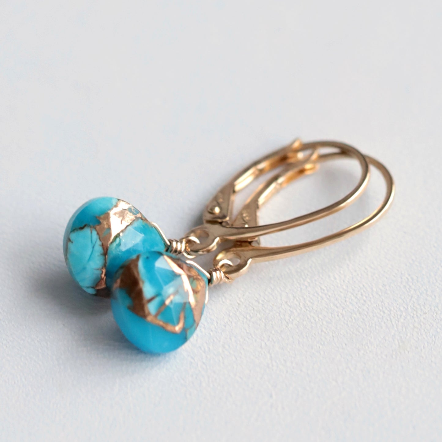 Mojave Turquoise Earrings in 14k Gold