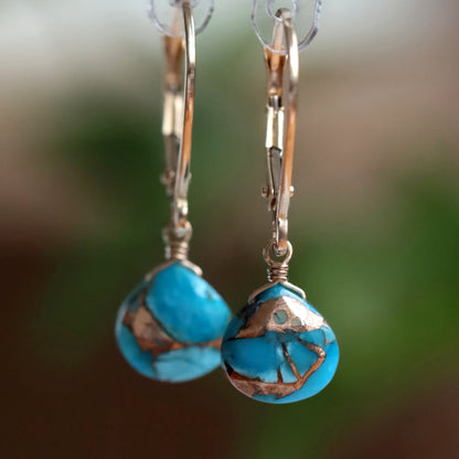 Mojave Turquoise Earrings in 14k Gold