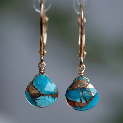 Mojave Turquoise Earrings in 14k Gold