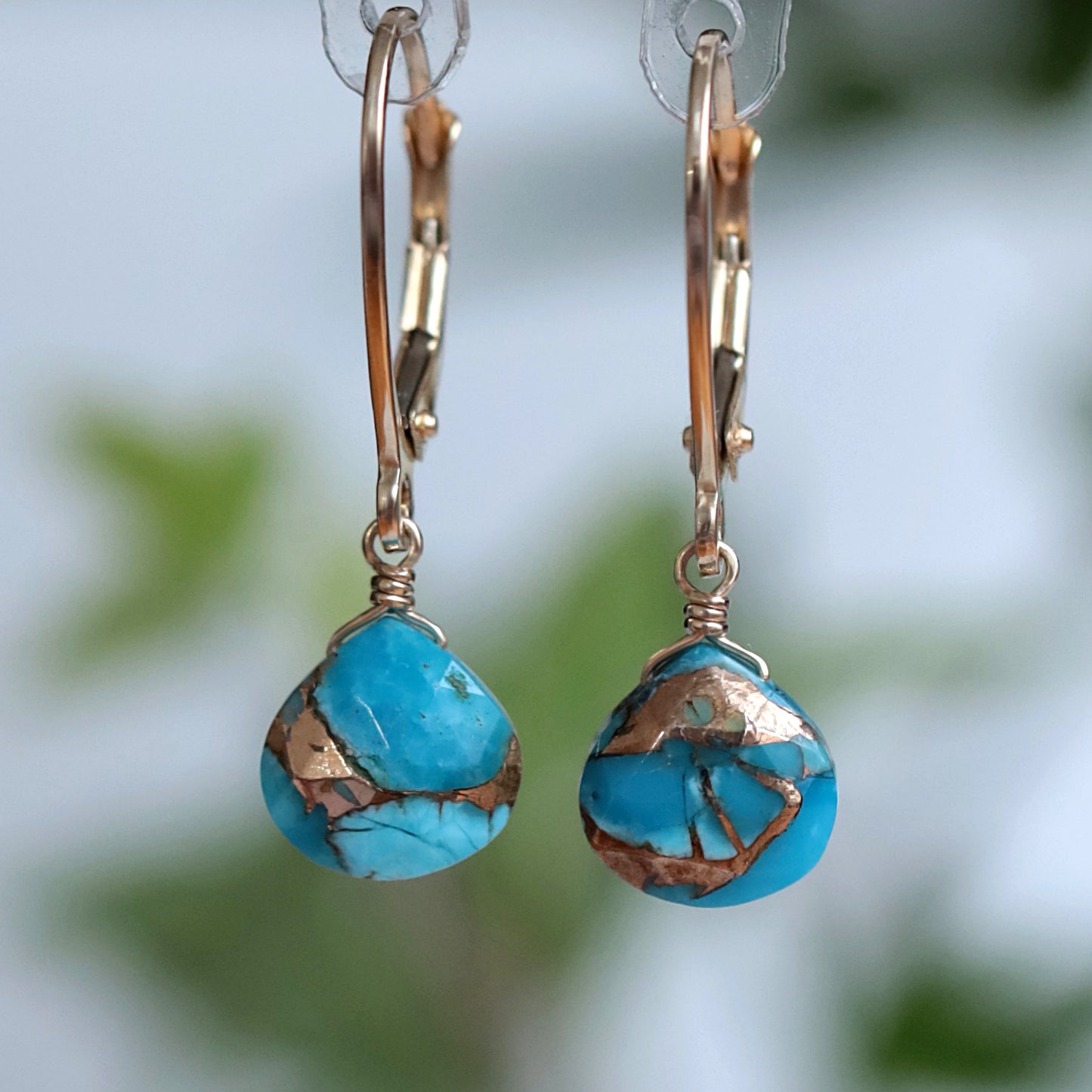 Mojave Turquoise Earrings in 14k Gold