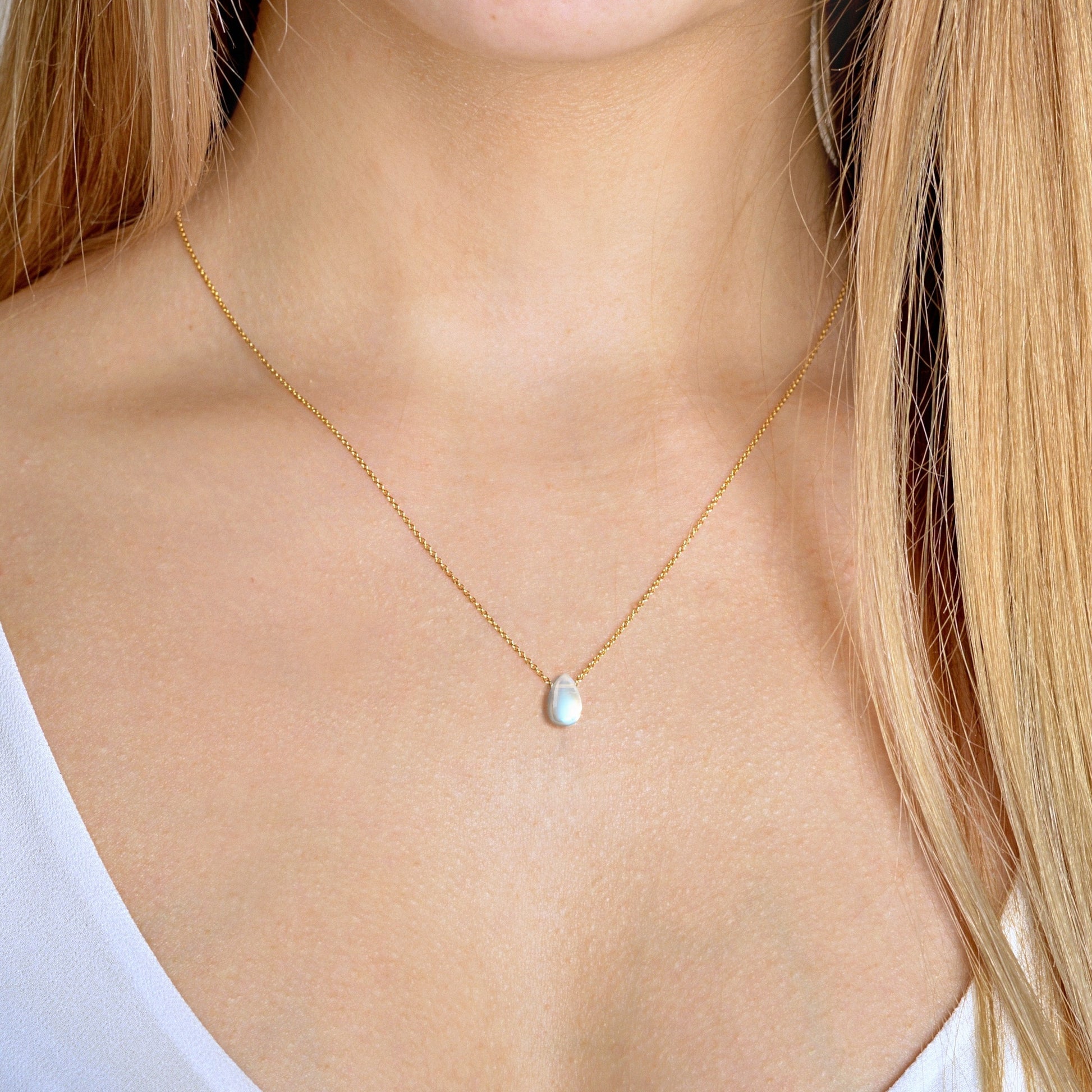 Rainbow Moonstone Necklace on Model