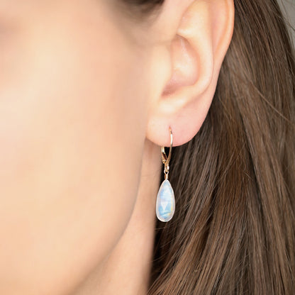 Large Rainbow Moonstone Earrings