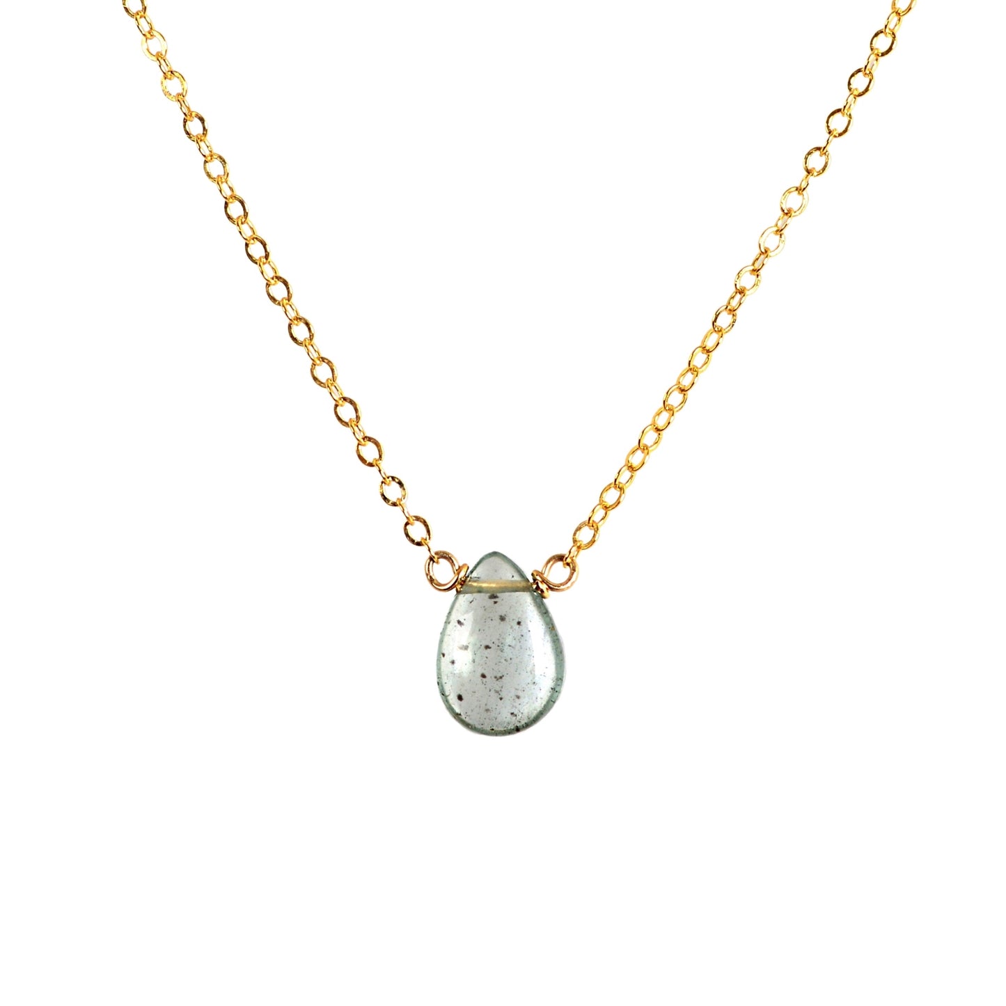 Tiny Moss Aquamarine Necklace