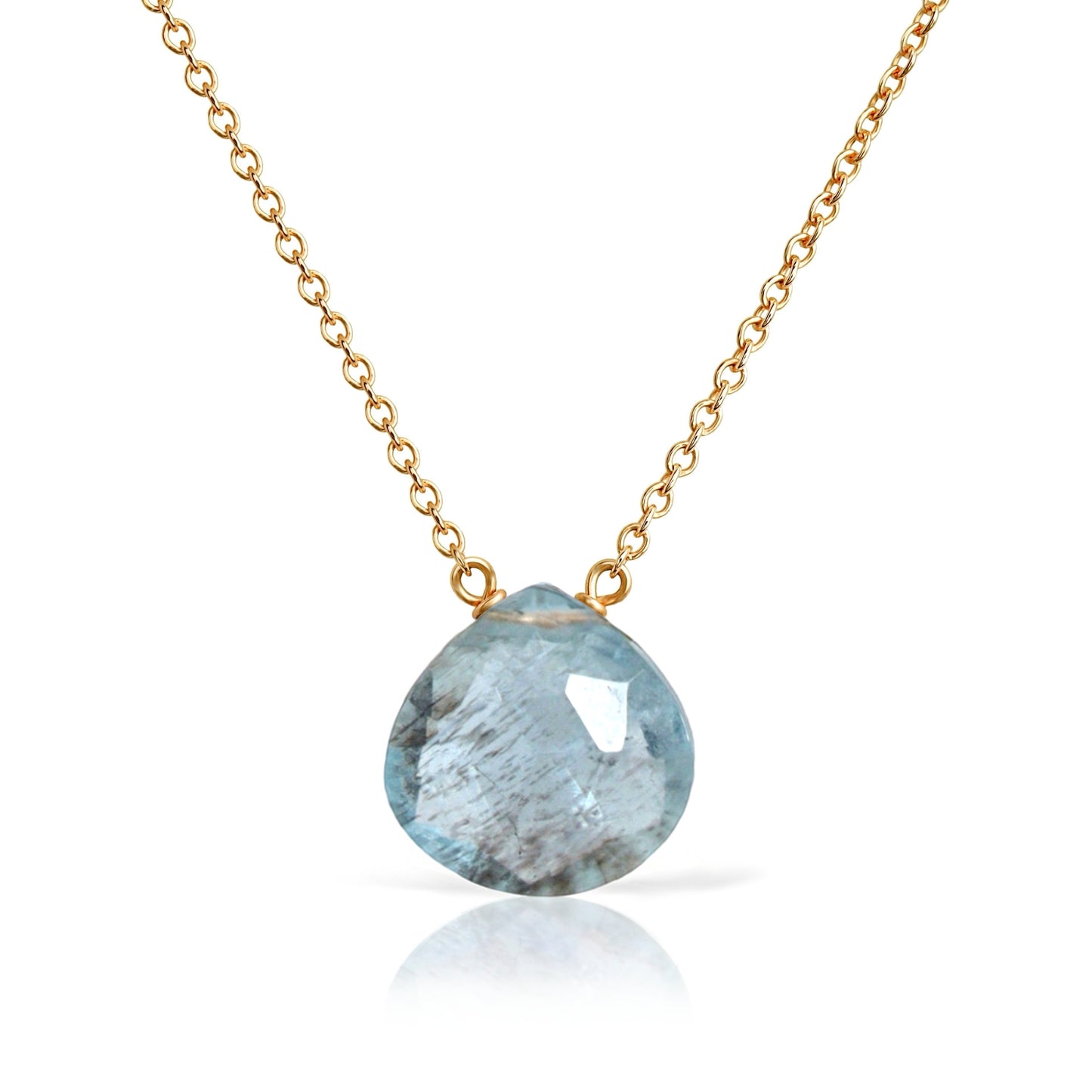 Moss Aquamarine Necklace in 14k Gold