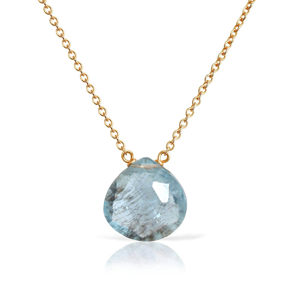 14k Gold Moss Aquamarine Necklace by Boutique Baltique