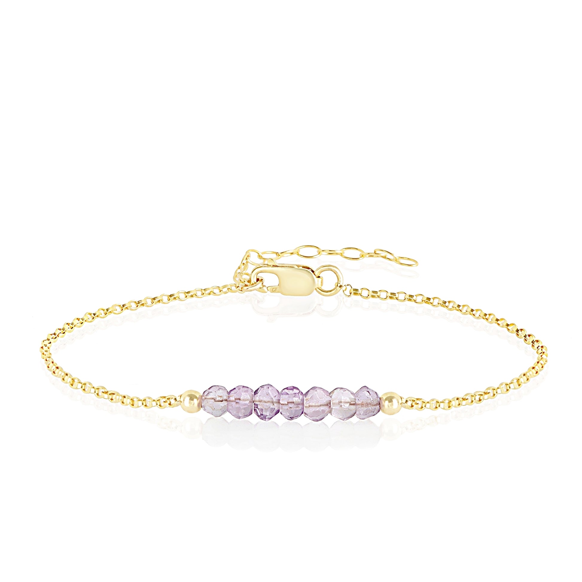 Pink Amethyst Bracelet with initials in Gold - Boutique Baltique 