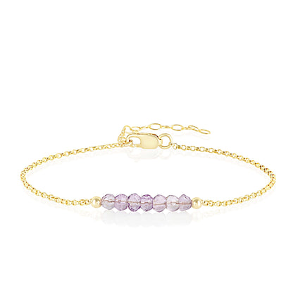 Pink Amethyst Bracelet with initials in Gold - Boutique Baltique 