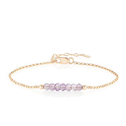 Pink Amethyst Bracelet with initials in Rose Gold - Boutique Baltique 