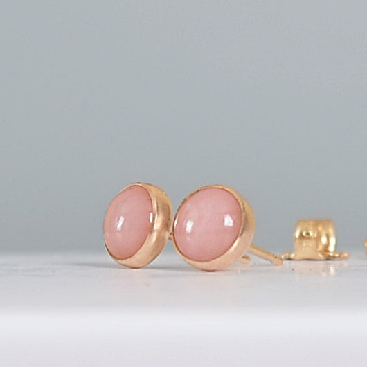 Pink Opal Stud Earrings