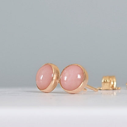 Pink Opal Stud Earrings