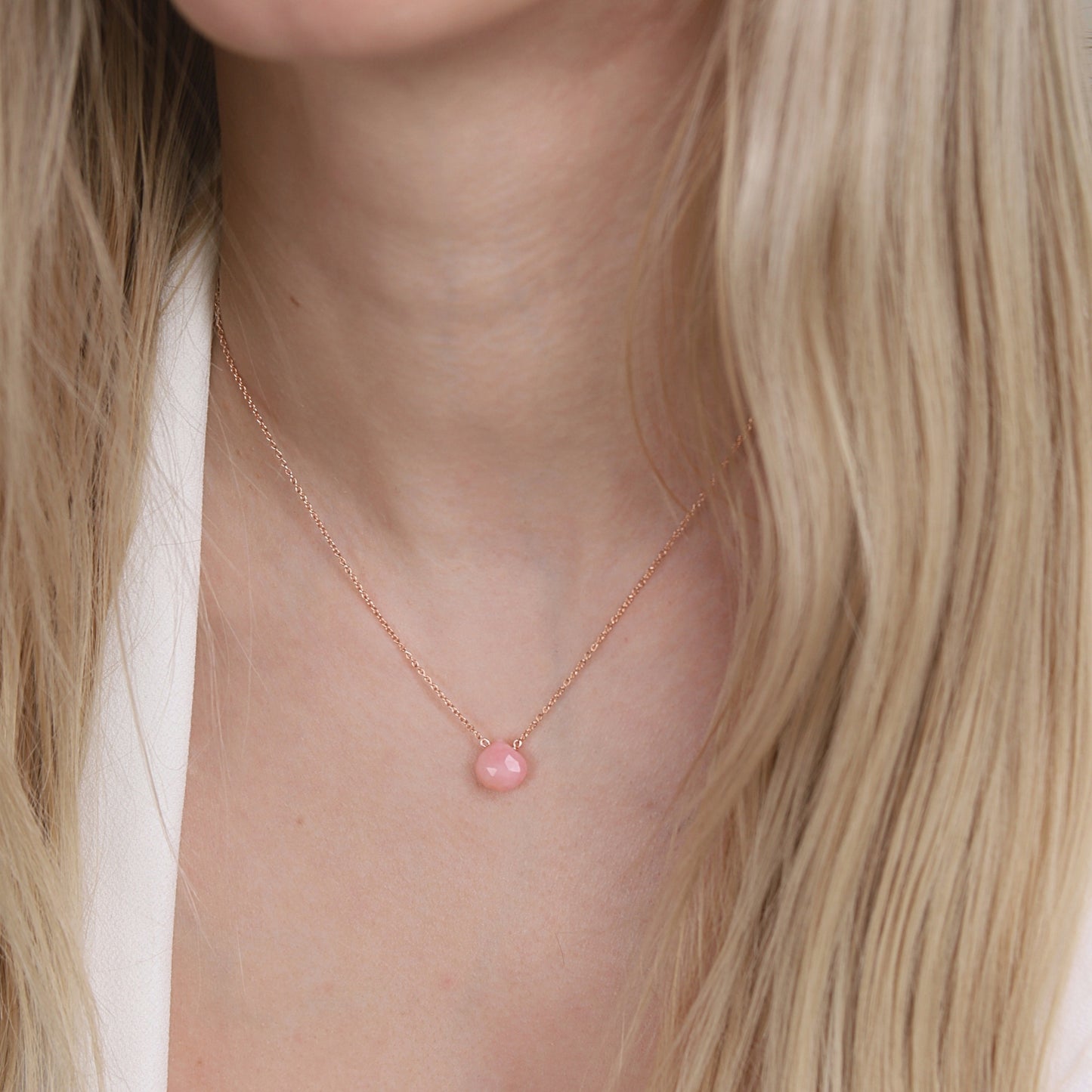 14k Rose Gold Pink Opal Necklace