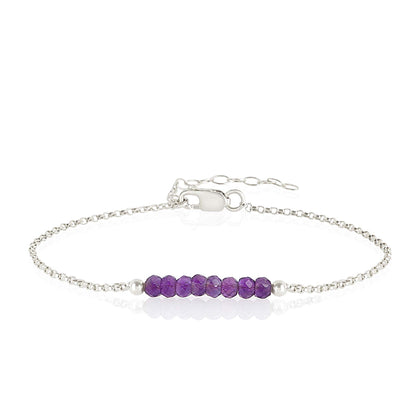 Amethyst Bracelet with initials in Silver - Boutique Baltique