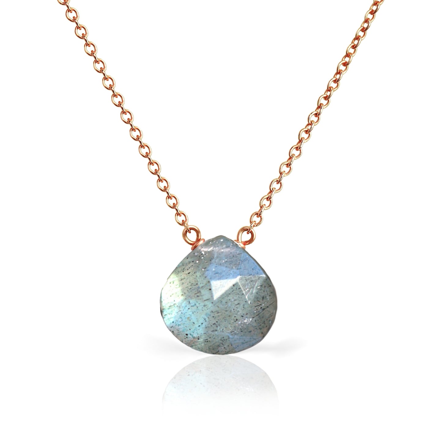 14k Rose Gold Labradorite Necklace