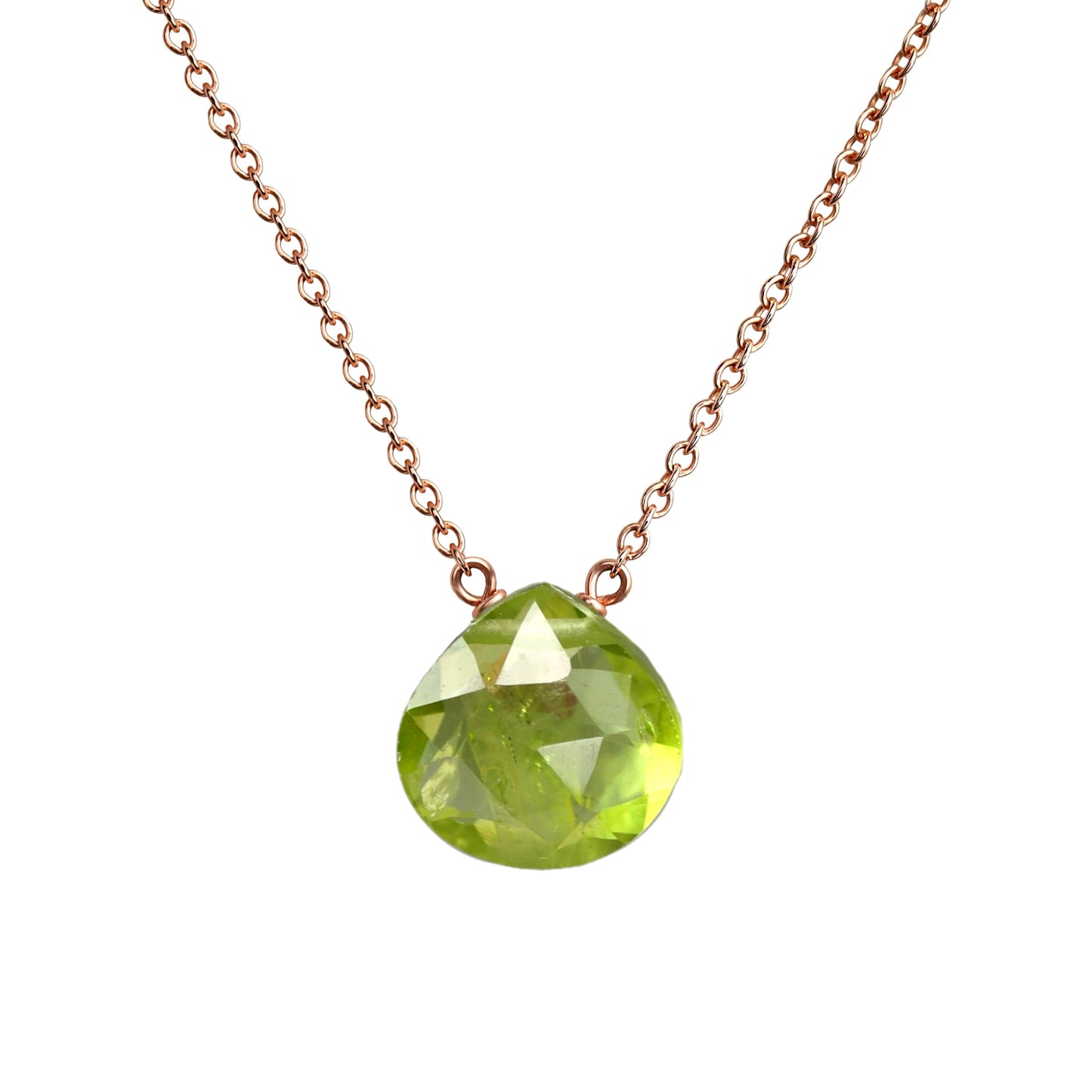 14k Rose Gold Peridot Necklace