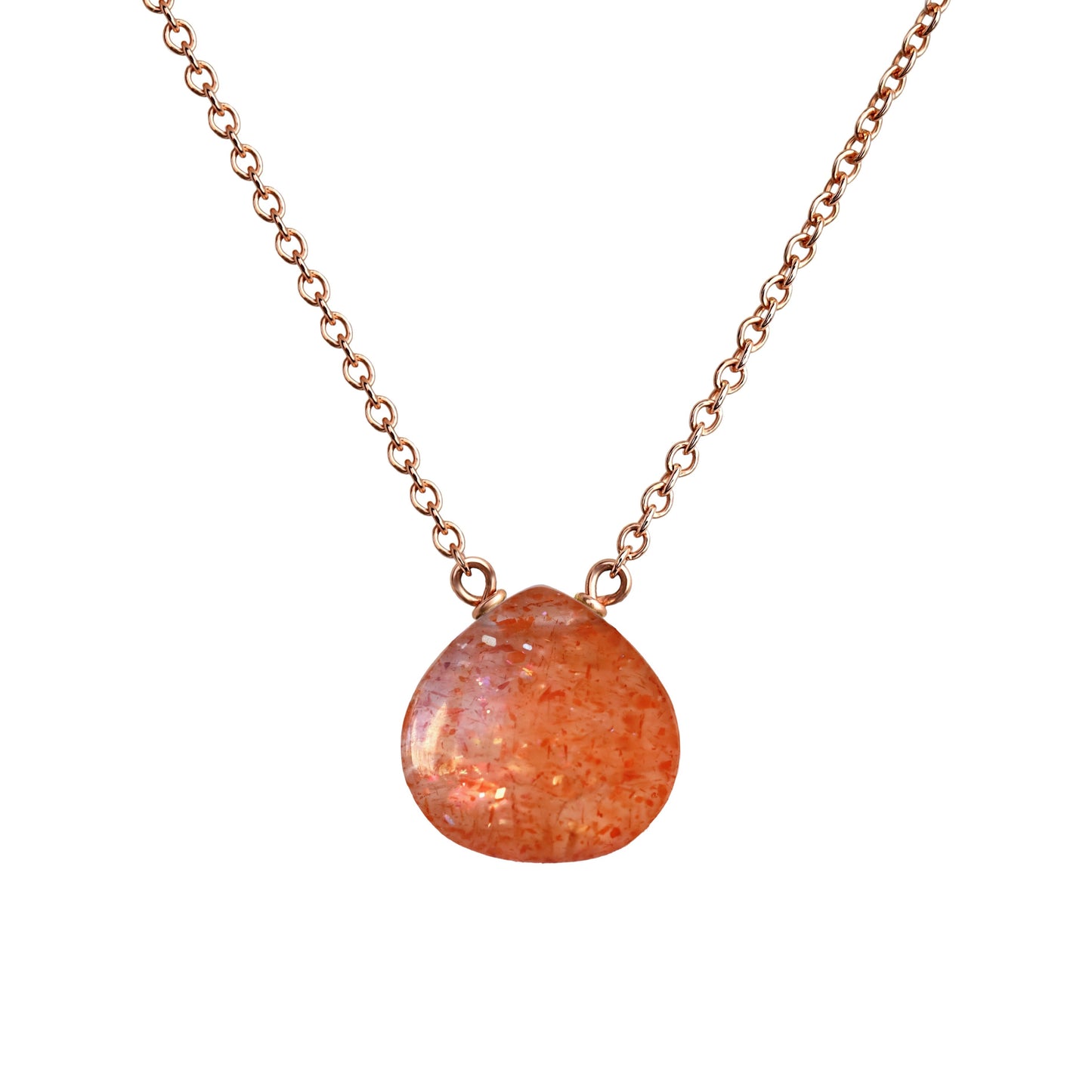 14k Rose Gold Sunstone Necklace