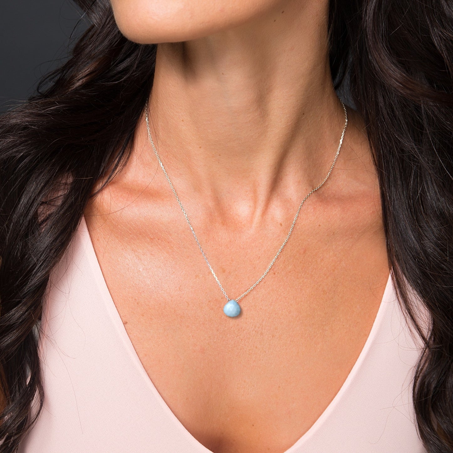 Blue Opal Necklace in 14k Gold