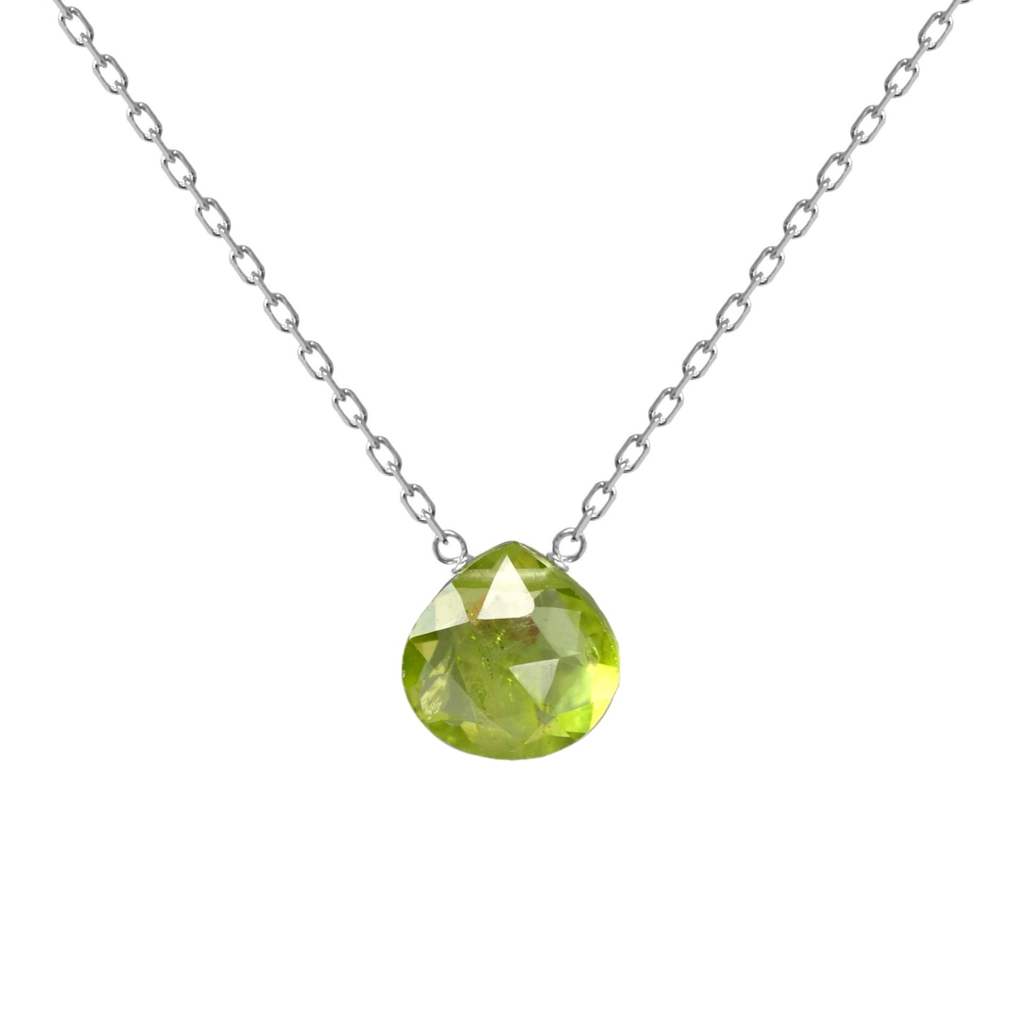 14k White Gold Peridot Necklace