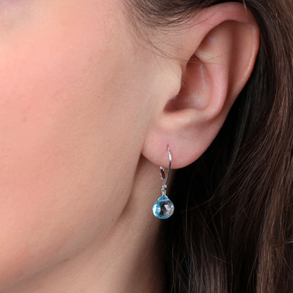 Sterling Silver Sky Blue Topaz Earrings with leverbacks