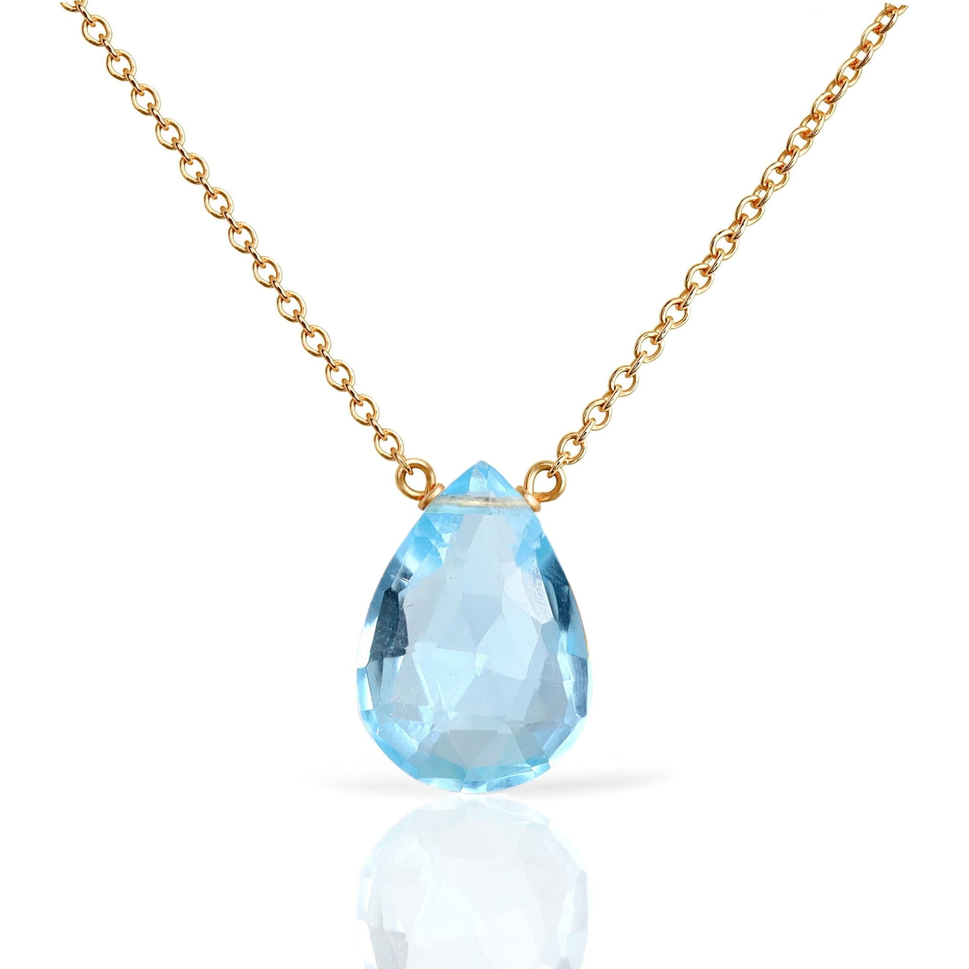 14k Gold Sky Blue Topaz Necklace