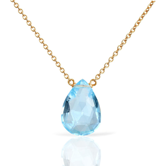 14k Gold Sky Blue Topaz Necklace