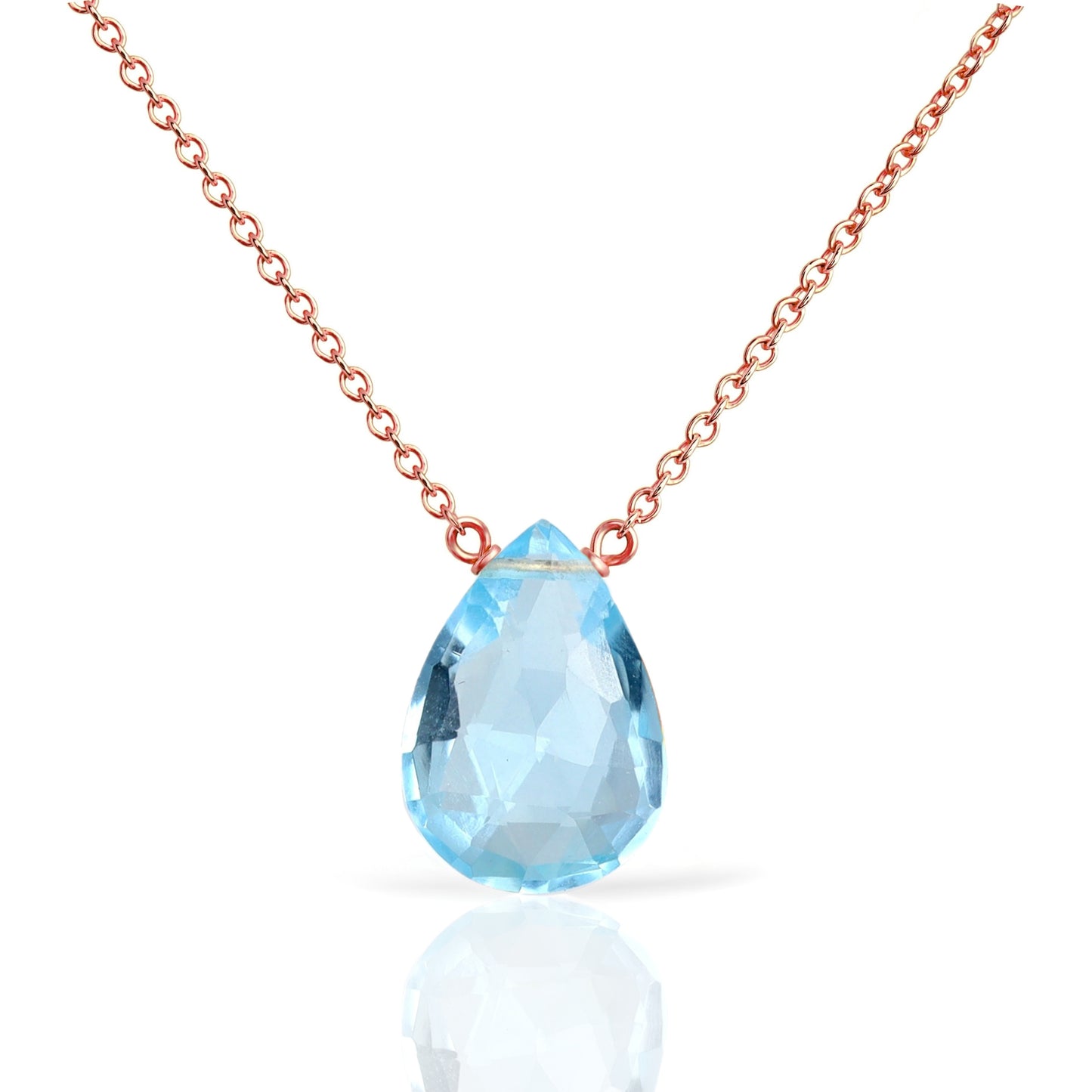 14k Rose Gold Sky Blue Topaz Necklace