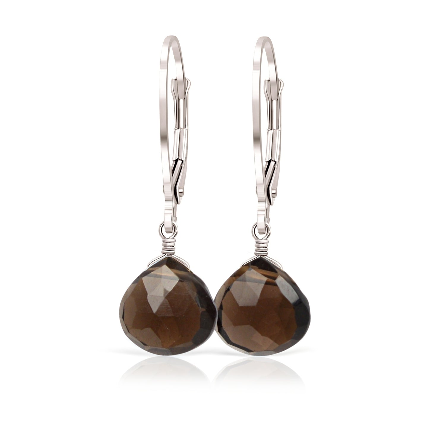 Smoky Quartz Earrings in 14k Gold