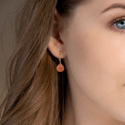 Sunstone Earrings in 14k Gold