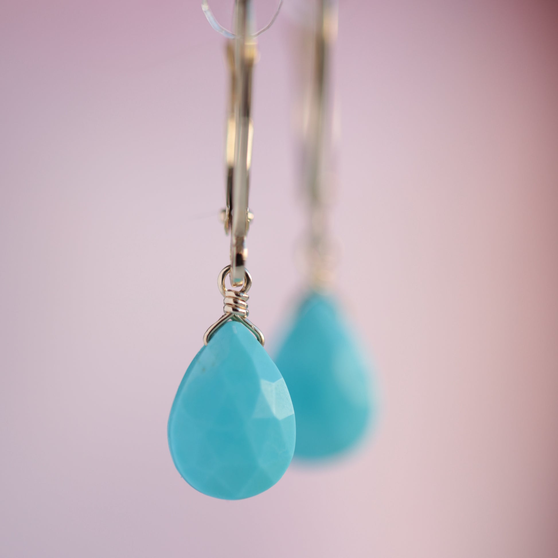 14k Yellow Gold Turquoise Earrings