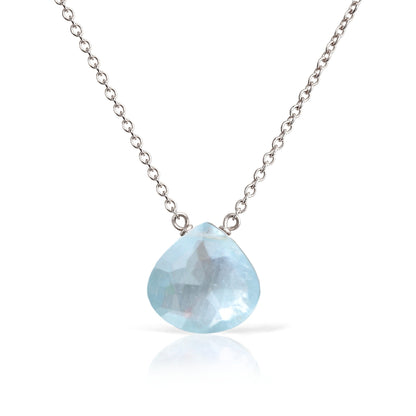 14k White Gold Aquamarine Necklace