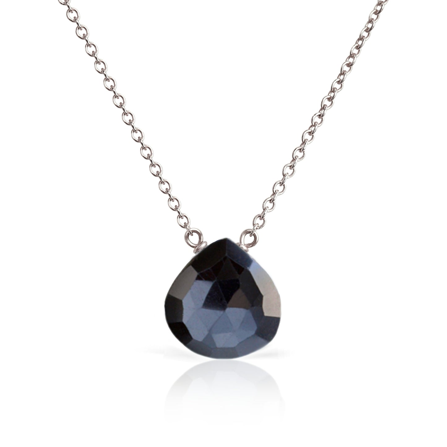 14k White Gold Black Tourmaline Necklace