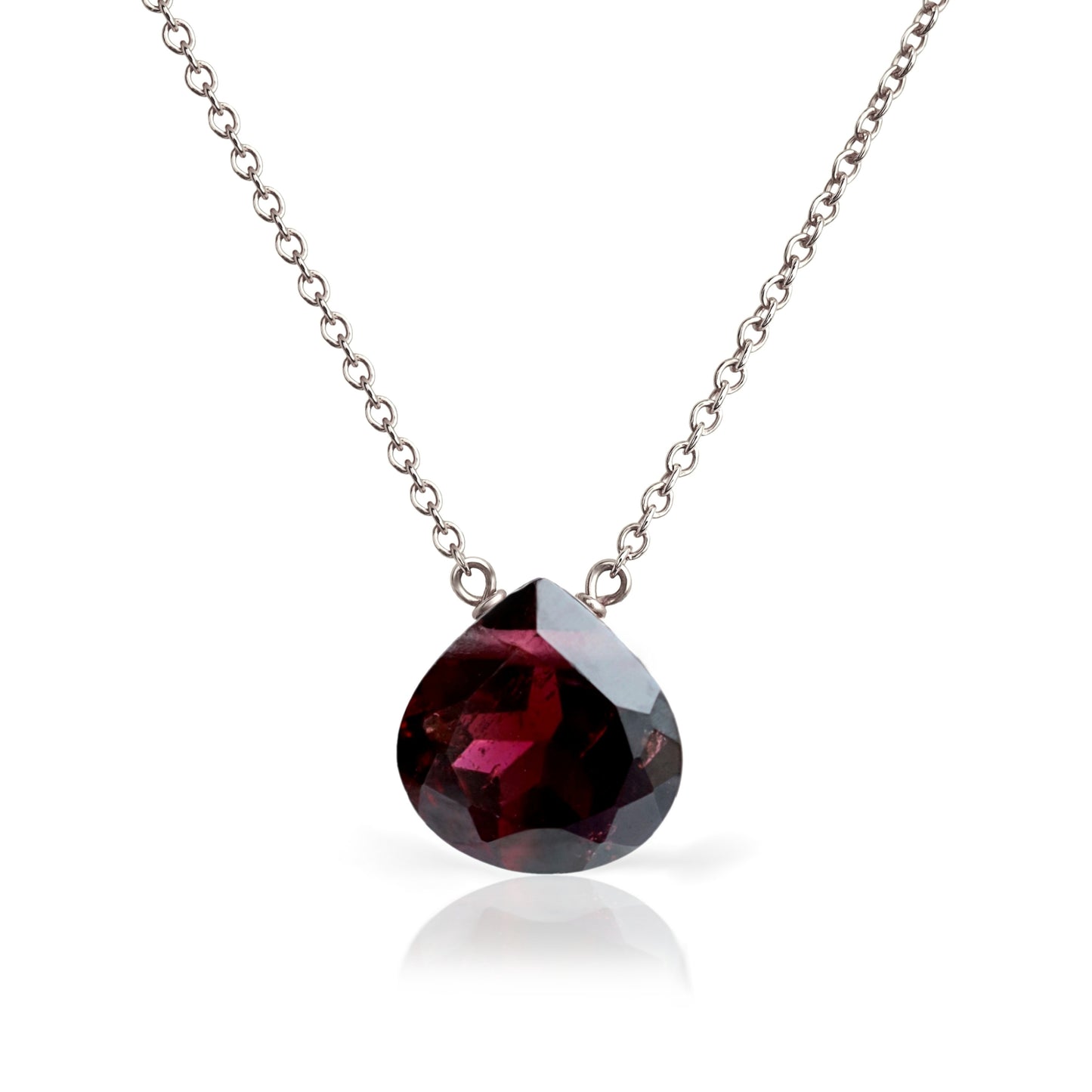 14k White Gold Garnet Necklace