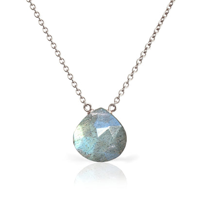 14k White Gold Labradorite Necklace