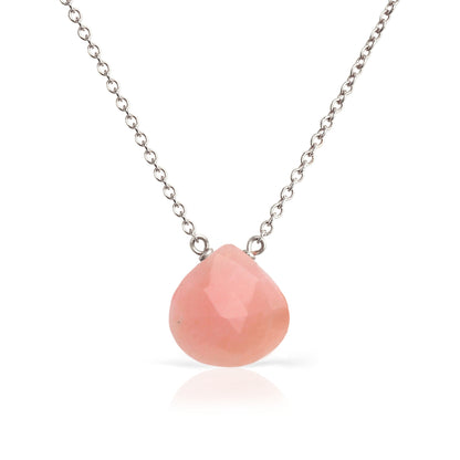 14k White Gold Pink Opal Necklace