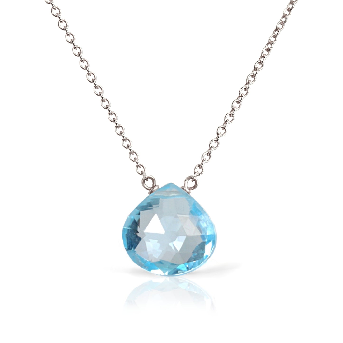 Sky Blue Topaz Necklace in 14k Gold