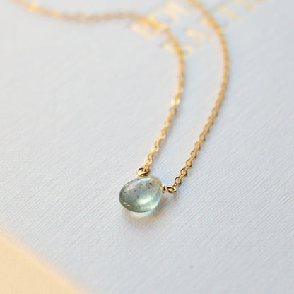 Tiny Moss Aquamarine Necklace