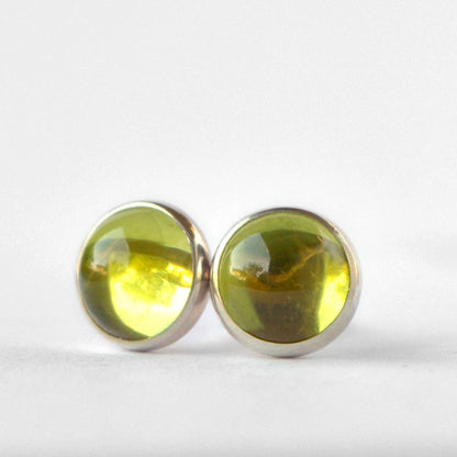 Genuine Peridot Stud Earrings in 14k Gold or Sterling Silver, August Birthstone, Natural Green Gemstone Earrings, Libra Gift for Women