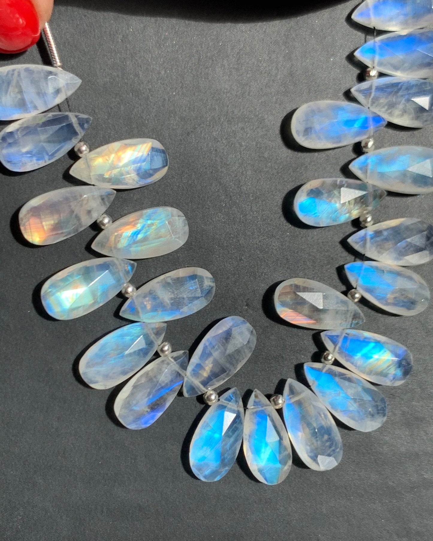 Large Rainbow Moonstone Earrings