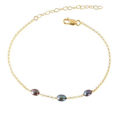 JUNO Bracelet, Dainty Black Freshwater Pearl Bracelet in 14k Gold, Rose Gold or Sterling Silver