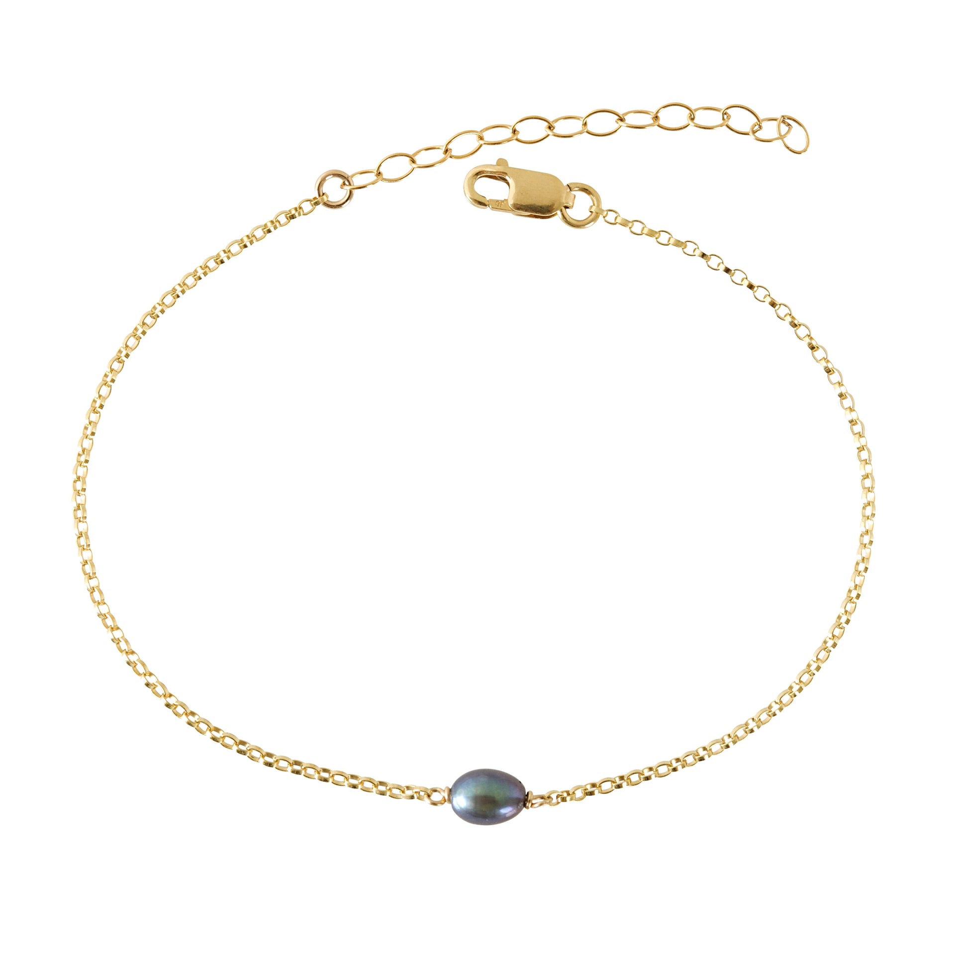 JUNO Bracelet, Dainty Black Freshwater Pearl Bracelet in 14k Gold, Rose Gold or Sterling Silver