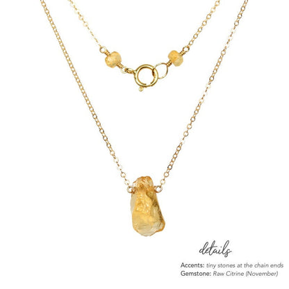 Raw Citrine necklace in Gold, Rose Gold or Sterling Silver, November Birthstone, Raw Stone, Gift for Women