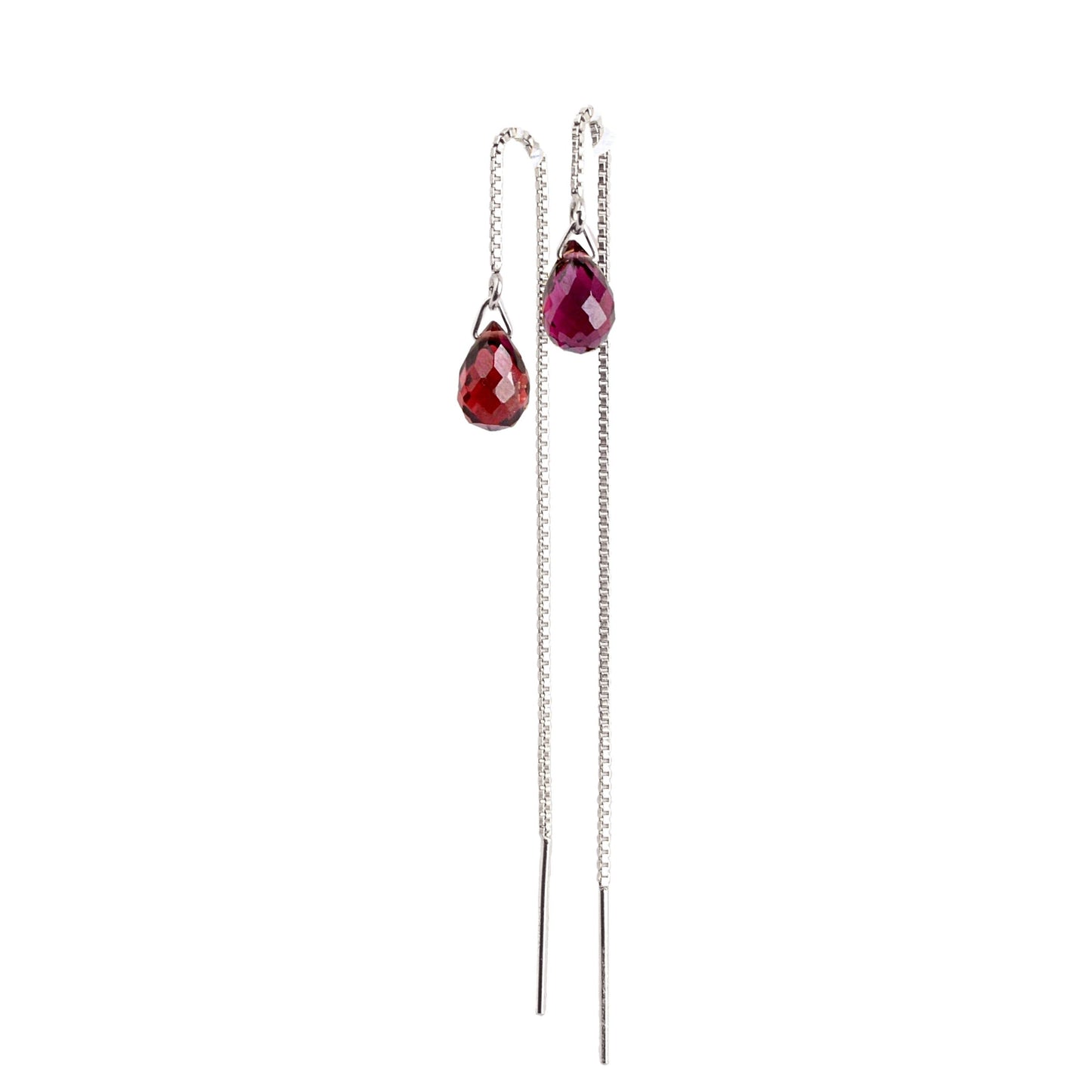 Garnet Threader Earrings - Silver - Boutique Baltique