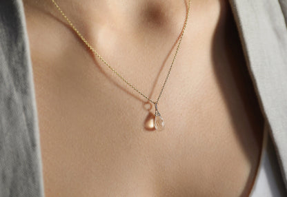 Genuine Rock Crystal Drop Necklace in Gold, Rose Gold or Silver - April Birthstone - Crystal Gemstone Necklace, Personalized Gift For Women