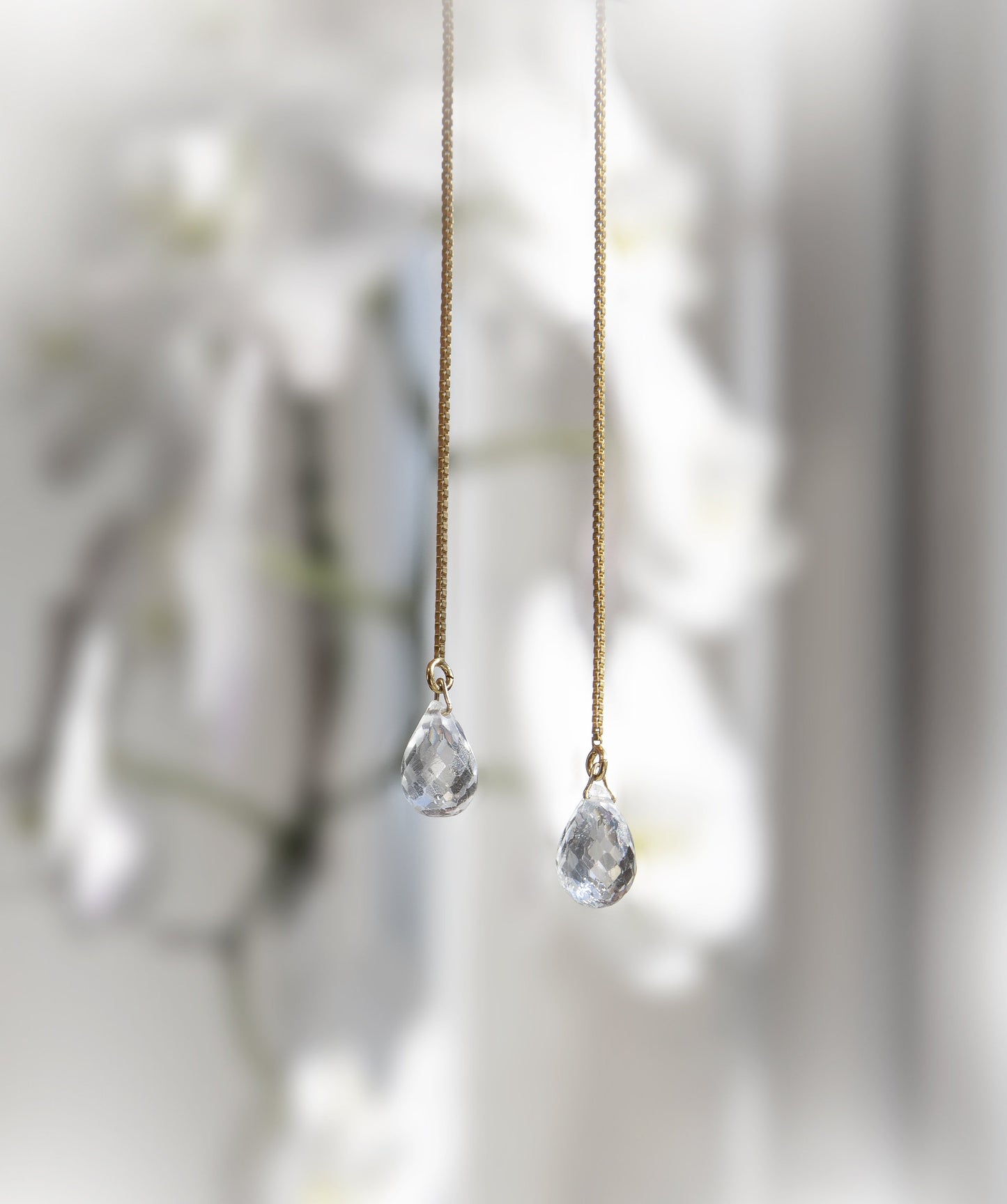 Aquamarine Threader Earrings in 14k Solid Gold, Rose Gold or Sterling Silver - March Birthstone - &quot;Splash&quot; - Gift for Women